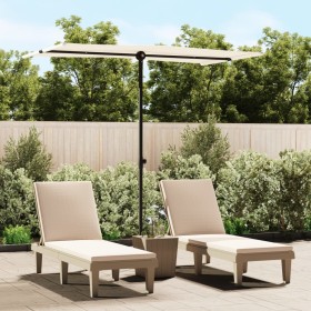 Sombrilla de jardín con palo de aluminio blanco arena 180x110cm