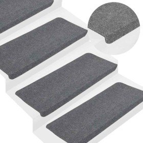 Alfombrilla autoadhesiva escalera 30 uds gris 65x24,5x3,5 cm