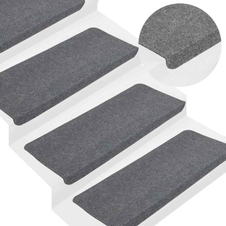Alfombrilla autoadhesiva escalera 30 uds gris 65x24,5x3,5 cm