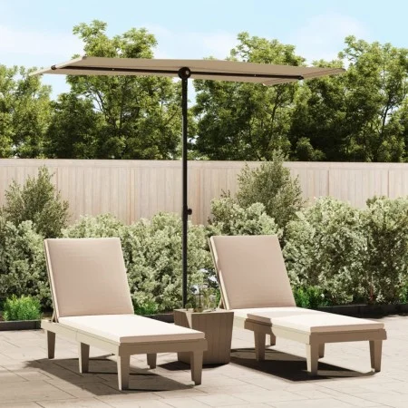Sombrilla de jardín con palo de aluminio gris taupe 180x110 cm de vidaXL, Sombrillas - Ref: Foro24-47331, Precio: 41,55 €, De...