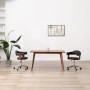 Sillas de comedor giratorias 2 uds madera curvada y cuero negro