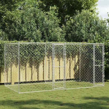 Jaula para perro Plateado 400 x 200 x 200 cm Acero Galvanizado en Casetas y cercados para perros | Comprar online en Foro24