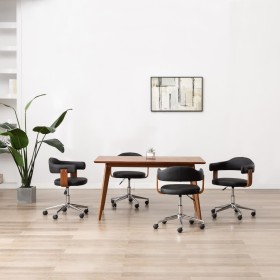 Sillas de comedor 4 uds madera curvada y cuero sintético