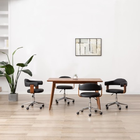 Sillas de comedor 4 uds madera curvada y cuero sintético