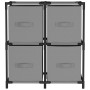 Armario almacenaje de acero con 4 cestas tela gris 63x30x71 cm