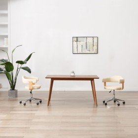 Sillas de comedor giratorias 2 unidades cuero sintético crema Sillas de comedor giratorias 2 unidades cuero sintético crema