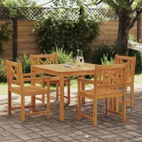 Conjunto de Comedor de Jardín 5 pcs Marrón