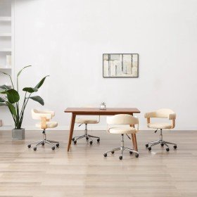 Sillas de comedor giratorias 4 unidades cuero sintético crema Sillas de comedor giratorias 4 unidades cuero sintético crema