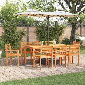 Conjunto de Comedor de Jardín 9 pcs Marrón