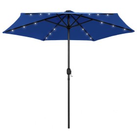 Regenschirm mit LED-Lichtern und azurblauer Aluminiumstange 270 cm von vidaXL, Sonnenschirme - Ref: Foro24-47359, Preis: 96,9...