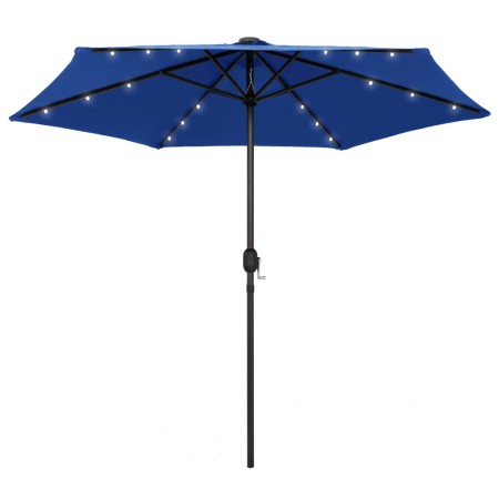 Umbrella with LED lights and azure blue aluminum pole 270 cm by vidaXL, Umbrellas - Ref: Foro24-47359, Price: 90,33 €, Discou...