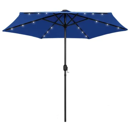 Umbrella with LED lights and azure blue aluminum pole 270 cm by vidaXL, Umbrellas - Ref: Foro24-47359, Price: 88,37 €, Discou...