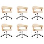 Sillas de comedor giratorias 6 unidades cuero sintético crema