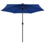 Umbrella with LED lights and azure blue aluminum pole 270 cm by vidaXL, Umbrellas - Ref: Foro24-47359, Price: 90,33 €, Discou...