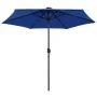 Umbrella with LED lights and azure blue aluminum pole 270 cm by vidaXL, Umbrellas - Ref: Foro24-47359, Price: 88,37 €, Discou...