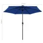 Umbrella with LED lights and azure blue aluminum pole 270 cm by vidaXL, Umbrellas - Ref: Foro24-47359, Price: 88,37 €, Discou...