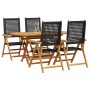 Conjunto de Comedor de Jardín 5 pcs Negro