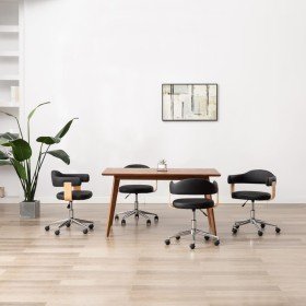 Sillas de comedor giratorias 4 unidades cuero sintético negro Sillas de comedor giratorias 4 unidades cuero sintético negro