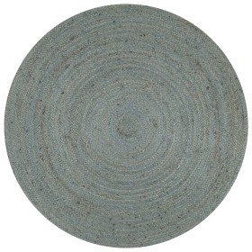 Alfombra de yute tejida a mano redonda verde oliva 120 cm