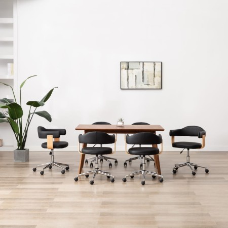 Sillas de comedor giratorias 6 unidades cuero sintético negro