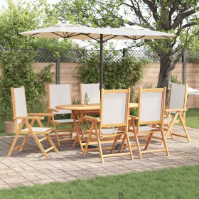 Conjunto de Comedor de Jardín 7 pcs Blanco crema