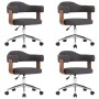 Sillas de comedor girartorias 4 uds madera curvada y tela gris