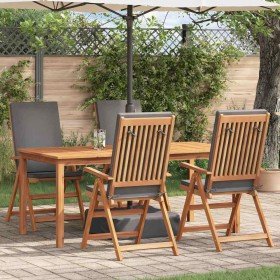 Silla de Jardín con cojín 4 pcs Marrón 57 x 71.5 x 104cm