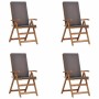 Silla de Jardín con cojín 4 pcs Marrón 57 x 71.5 x 104cm