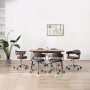 Sillas de comedor giratorias 6 uds madera curvada y tela gris