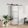 Puerta corredera con set herrajes negro 90x205 cm vidrio ESG en Puertas | Comprar online en Foro24