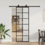 Puerta corredera con juego herrajes negro 76x205 cm ESG vidrio