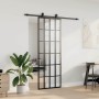 Puerta corredera con juego herrajes negro 76x205 cm ESG vidrio en Puertas | Comprar online en Foro24