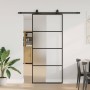 Puerta corredera con set herrajes negro 90x205 cm vidrio ESG