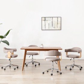 Sillas comedor giratorias 4 uds madera curvada tela gris taupe Sillas comedor giratorias 4 uds madera curvada tela gris taupe