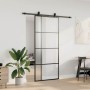 Puerta corredera con set herrajes negro 90x205 cm vidrio ESG en Puertas | Comprar online en Foro24