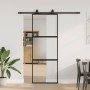 Puerta corredera con herrajes negro 76x205 cm vidrio templado en Puertas | Comprar online en Foro24