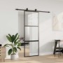 Puerta corredera con herrajes negro 76x205 cm vidrio templado en Puertas | Comprar online en Foro24