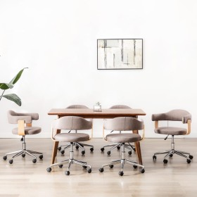 Sillas comedor giratorias 6 uds madera curvada tela gris taupe