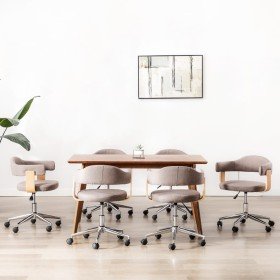 Sillas comedor giratorias 6 uds madera curvada tela gris taupe Sillas comedor giratorias 6 uds madera curvada tela gris taupe