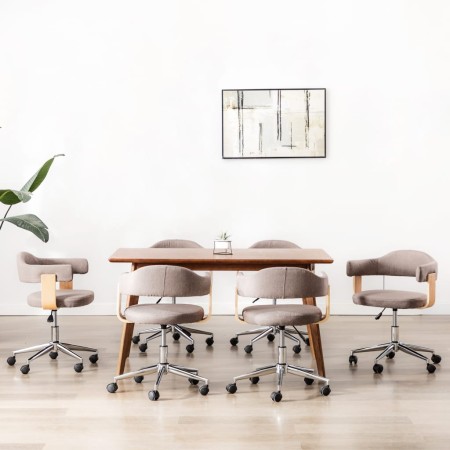 Sillas comedor giratorias 6 uds madera curvada tela gris taupe
