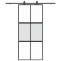 Puerta corredera con herrajes negro 90x205 cm vidrio templado