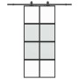 Puerta corredera con herrajes negro 90x205 cm vidrio templado