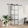 Puerta corredera con herrajes negro 90x205 cm vidrio templado