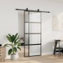 Puerta corredera con herrajes negro 90x205 cm vidrio templado en Puertas | Comprar online en Foro24