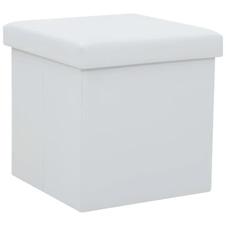 White synthetic leather folding storage stool by vidaXL, Folding stools and chairs - Ref: Foro24-247082, Price: 25,43 €, Disc...
