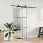 Puerta corredera con juego herrajes negro 76x205 cm ESG vidrio en Puertas | Comprar online en Foro24