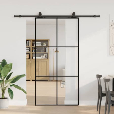 Puerta corredera con herrajes negro 102x205 cm ESG vidrio en Puertas | Comprar online en Foro24