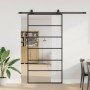Puerta corredera con herrajes negro 102x205 cm ESG vidrio