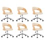 Sillas de comedor giratorias 6 uds madera curvada cuero crema
