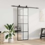 Puerta corredera con juego herrajes negro 76x205 cm ESG vidrio en Puertas | Comprar online en Foro24